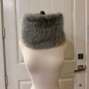 Aeropostale infinity Scarf warm Gray tones Faux Fur one size glam cozycore